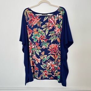Bob Mackie Wearable Art Floral Kimono Top Blouse 3x Tropical *B55